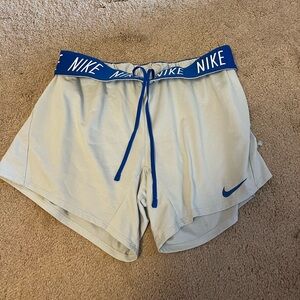 White and Blue Nike shorts